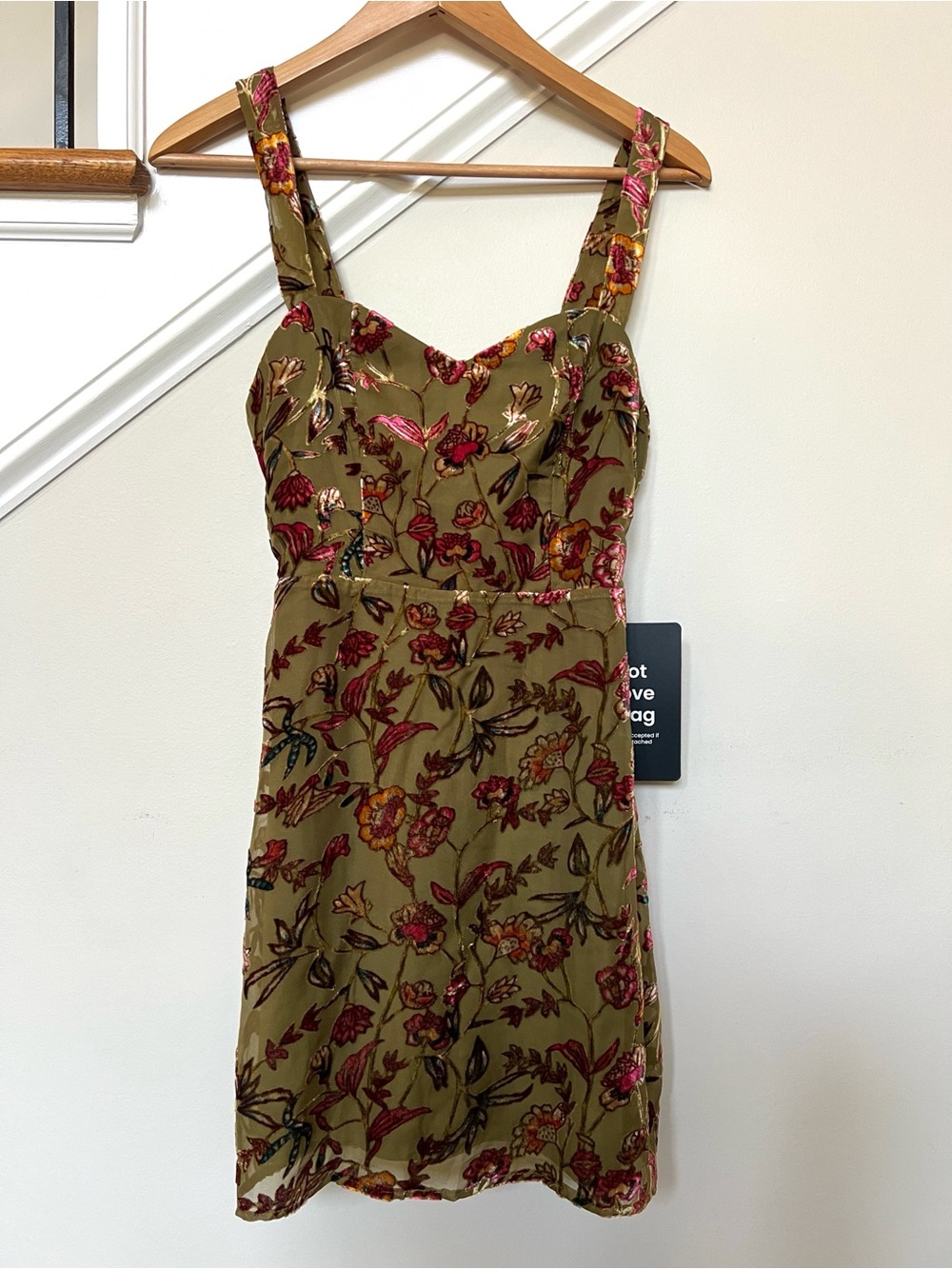 Whimsigoth Lulus Ruwie Olive Floral Velvet Lace-Up Burnout Skater Dress Y2K HOCO - Picture 1 of 11